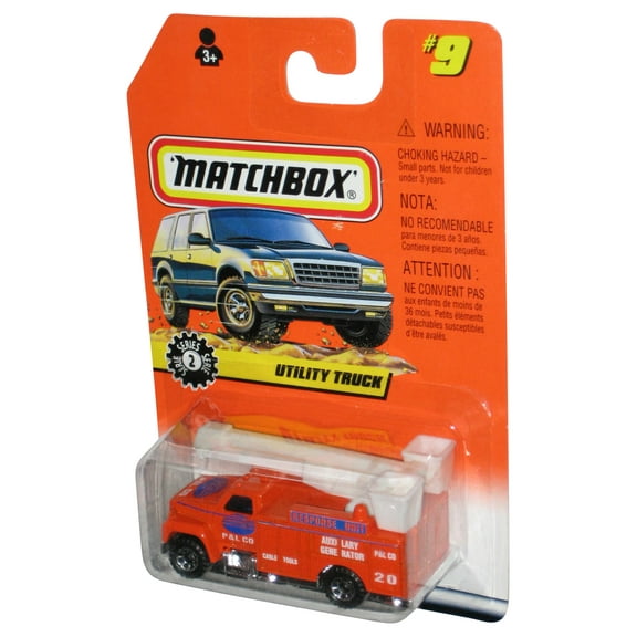 Matchbox Series 2 (1997) Orange Response Unit Utility Truck Toy #9 - (Card Minor Wear)
