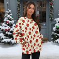 thumbnail image 2 of SCRAWLGOD Christmas Poinsettia Stars White Women's Sweatshirt Casual Crew Neck Sweatshirts Cozy Loose Fit Long Sleeve Pullover Tops with Pockets Fall Winter Clothes, S, 2 of 7