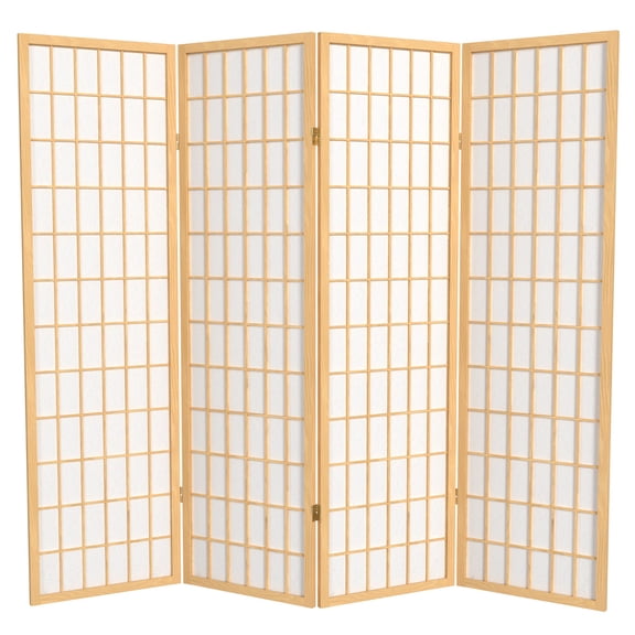 5 ft. Tall Window Pane Shoji Screen - Natural - 4 Panels