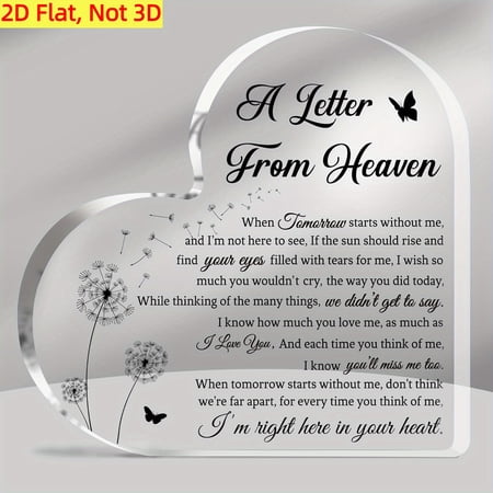 Acrylic Heart Memorial Plaque 3.9X3.9 Inch A Letter From Heaven Sympathy Poem Premium Clear Acrylic Bereavement Gift For Loss Of Mom Dad Husband Son Christmas Remembrance Decor Acrylic Heart Memorial Plaque 3.9X3.9 Inch A Letter From Heaven Sympathy Poem Premium Clear Acrylic Bereavement Gift For Loss Of Mom Dad Husband Son Christmas Remembrance Decor