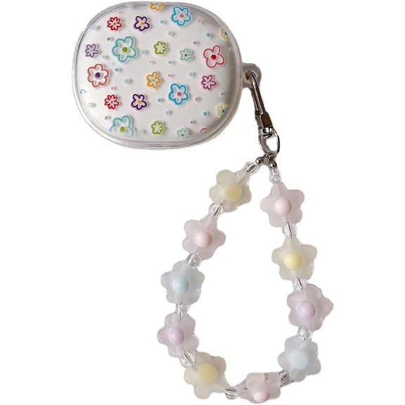 for Redmi Buds 4 lite Earphone Protective Cover,Cute Design Soft TPU Protective Crystal Clear Transparent Case with Bracelet Lanyard for Girls Women (Floret)