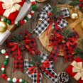 thumbnail image 4 of Dalrosia 6PCS Christmas Bows with Pine Cones Pine Needles Xmas Buffalo Plaid Bows Black White Plaid Ribbon Christmas Tree Wreath Decoration for Xmas Parties Indoor Outdoor Crafts DIY Decor, 4 of 5