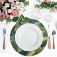 thumbnail image 6 of Round Grid Placemat ,One Sizex6, Round Placemat, PVC Plate Mat，15.4 Inch Non-Slip and Heat Resistant, Table Placemat, Dining Room Placemat Green River and Trees, 6 of 7