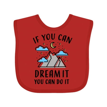 Inktastic If You Can Dream It You Can Do It with Mountains Moon and Stars Baby Bib Unisex, Red