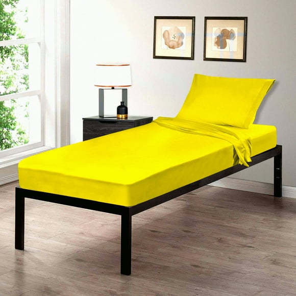 UltraSoft Cotton Camp Bunk Bed Sheet Set - Yellow - 30x75 - 3 Piece - RV/Guest Bed - Cot Size - Cozy Comfort - Breathable - Easy Care - Durable