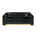 thumbnail image 2 of CoSoTower Velvet Luxury Chesterfield Sofa Set, 84 Inches Tufted 3 Seat Couch with Gold Stainless for Living Room, Black Fabric, 2 of 9