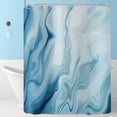 thumbnail image 3 of Blue Marble Stall Shower Curtain, Light Blue Mix White Ombre Modern Abstract Luxury Wave Bathroom Curtain Bathtub Home Decor Waterproof Fabric Machine Washable with 6PCS Hooks,36" Wx72 L, 3 of 6