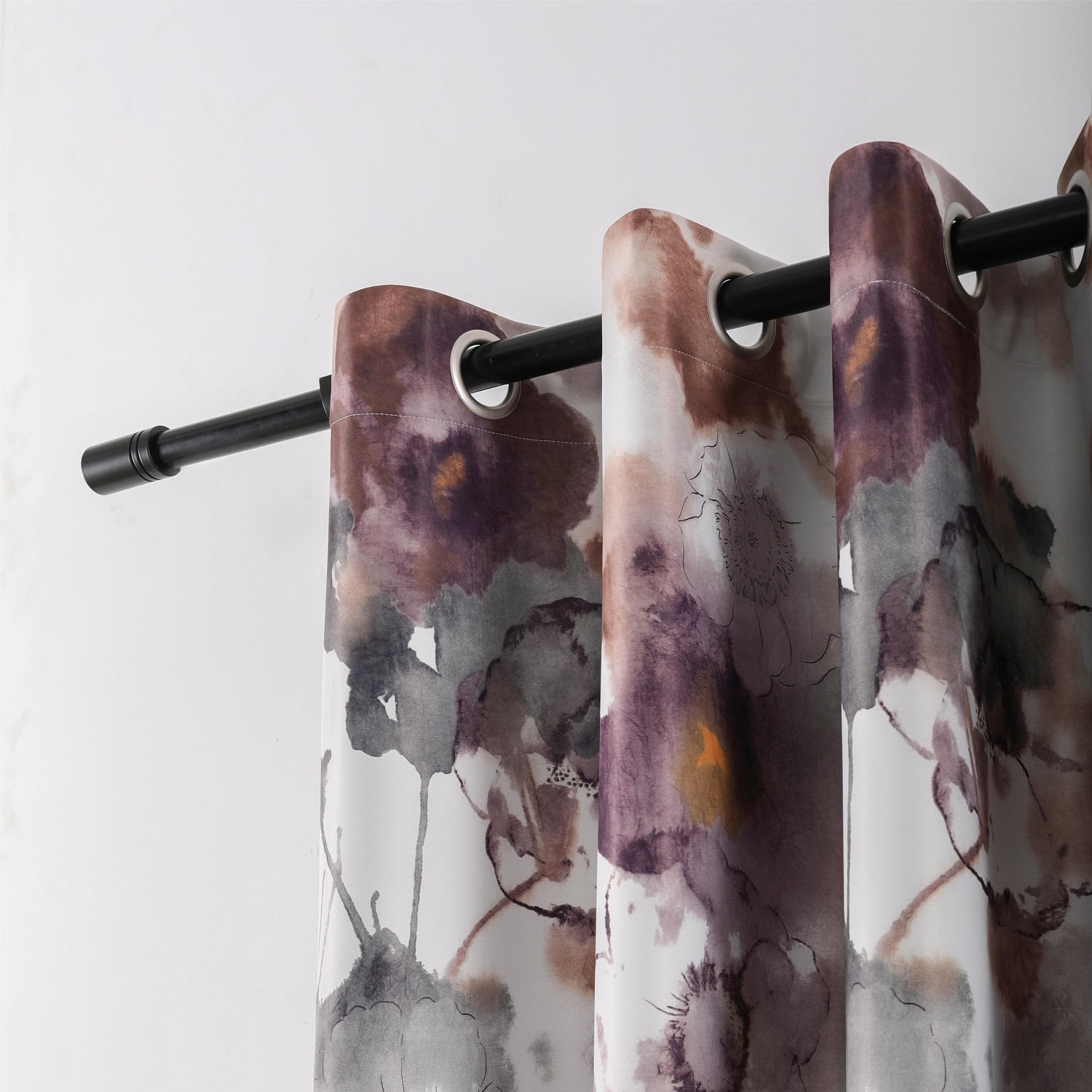 VOGOL Elegant Modern Purple Blossoms Thermal Insulated Blackout Curtain for Office Studio, Room Darkening Curtains for Sliding Door, Top Grommet, 2 Panels Set, W52xL84 inch, Purple
