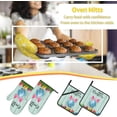 thumbnail image 2 of Oven Mitts and Pot Holders Sets of 4, Funny Eggs Rabbit Ear Kitchen Gloves for Cooking Baking Easter Hot Pads BBQ Potholders, 2 of 6