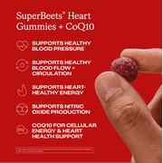 Humann SuperBeets Heart Gummies Advanced with CoQ10 and French Grape Seed Extract, Pomegranate Berry Flavor, 60 Count