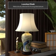Oriental Furniture 29 Floral White Porcelain Lamp, table lamp, Traditional, living room décor