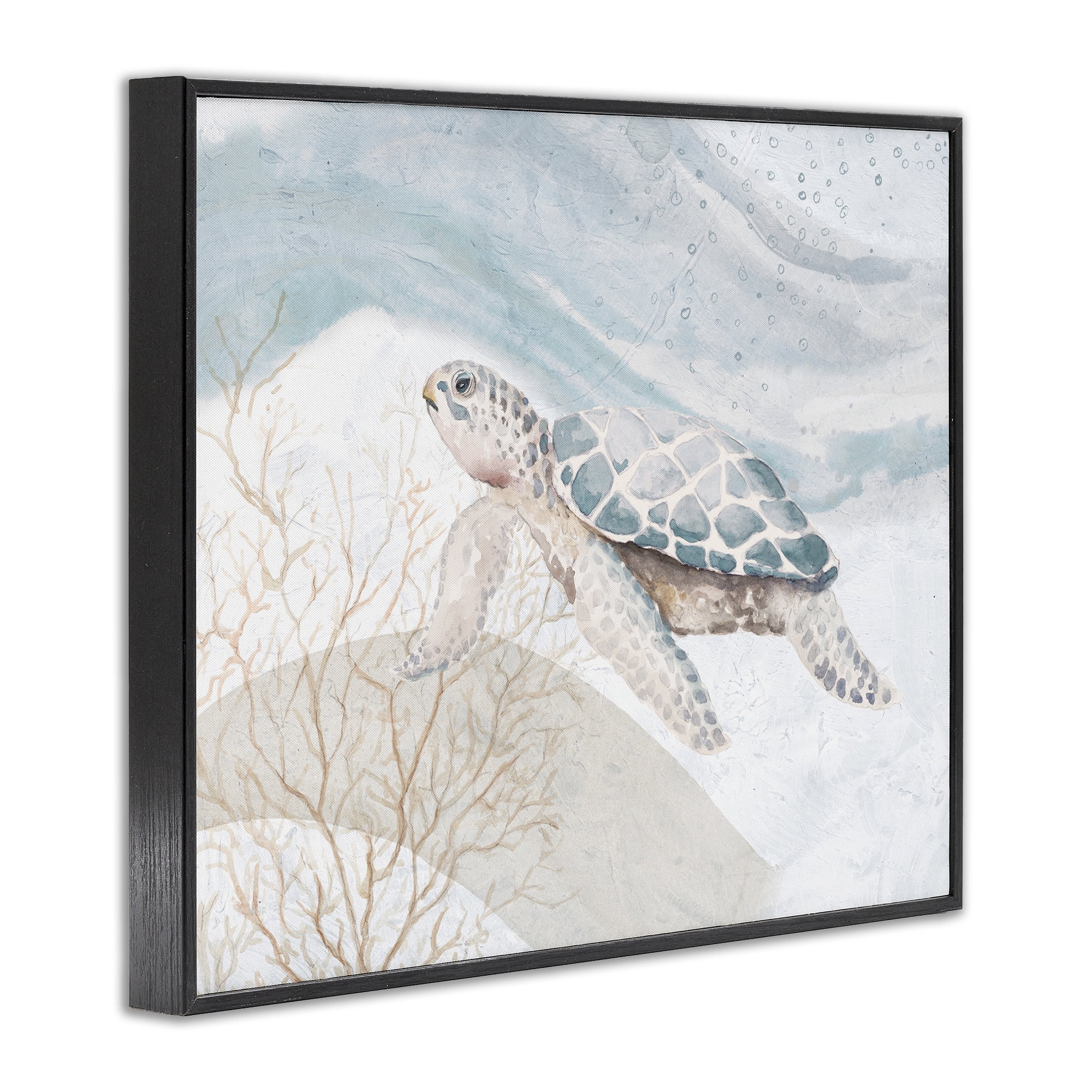 Stupell Industries Turtle on Brushed Pattern Animals & Insects Painting Black Framed Art Print Wall Art, 20 x 16
