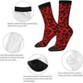 thumbnail image 6 of N/A Red Leopard Pattern Print Adult Athletic Crew Socks Men Women Long 7-8.3 In 18-21cm, 6 of 8