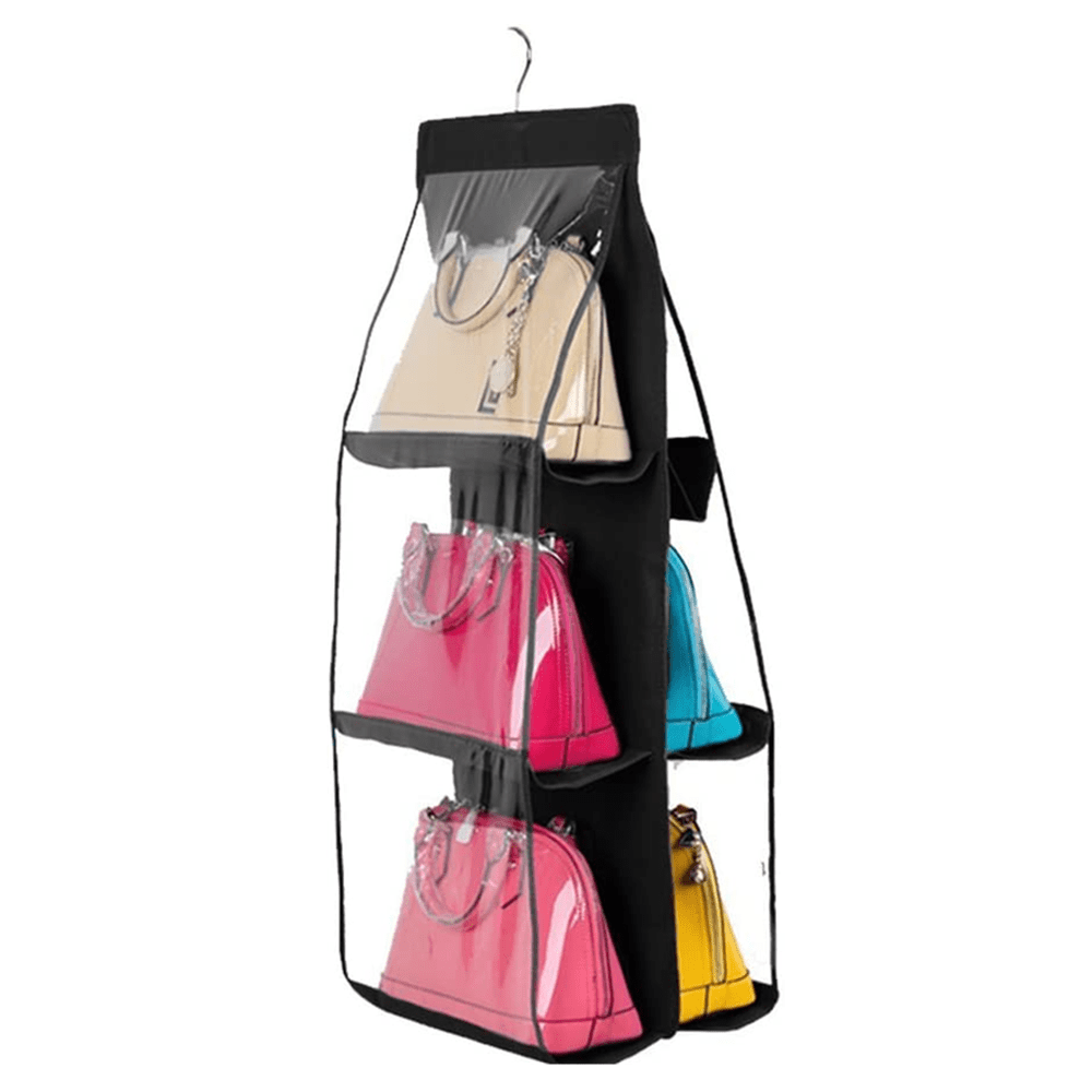 6 Pockets Hanging Storage Bag Doublesided Hanging Purse Organizer