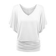 thumbnail image 5 of Uhndy Women Baggy Short Sleeve V-Neck Dolman Drape T-Shirts Top Beach Holiday Party Solid Tunics Tops Oversized Loose Tee Tops-LQ, 5 of 6