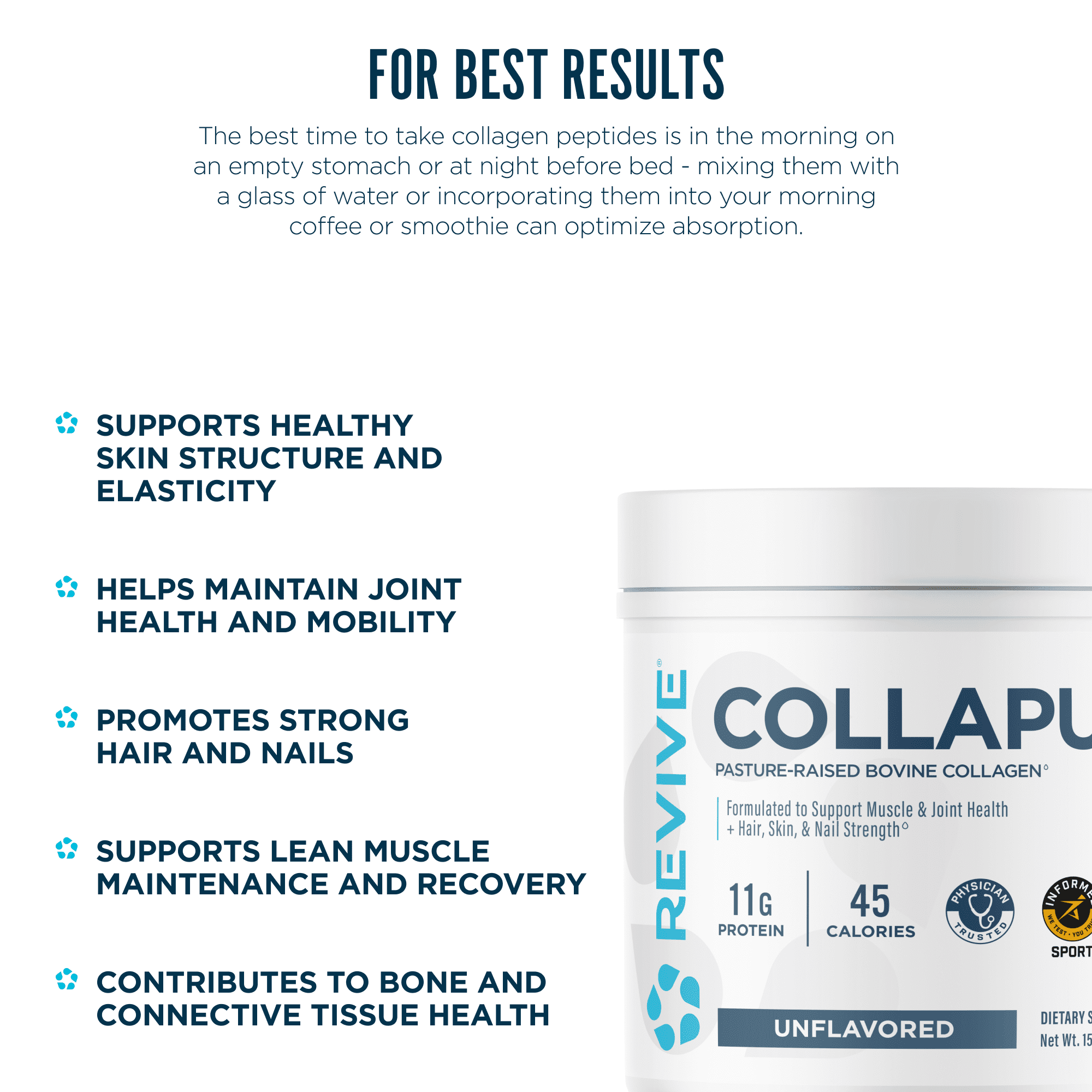 Revive MD CollaPure Collagen Peptides Powder Dietary Supplement, Unflavored, 15.45 oz