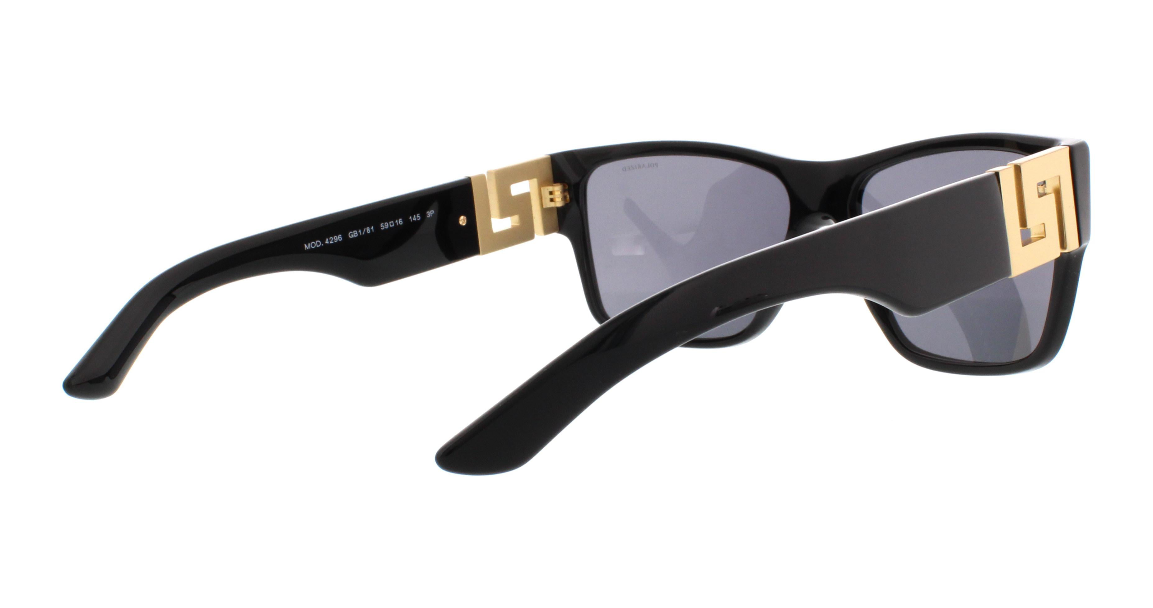 Versace MOD 4296 GB1//81 Rectangle Black Gray Gold Polarized Sunglasses 59-16-145