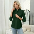 thumbnail image 4 of A plain V-neck,three-quarter sleeve, buttoned T-shirt for daily commuting for ladies. Ideal gift for girlfriend on birthdays, Halloween or Christmas, 4 of 6