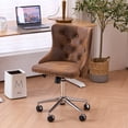 thumbnail image 6 of UBesGoo Armless Office Chair Suede Fabric Computer Task Chair Adjustable Swivel Vanity Chair with Ergonomic Backrests and Wheels for Conference and Home Brown & Sliver, 6 of 8