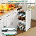 thumbnail image 4 of 72" Tall Kitchen Pantry Cabinet with 6 Side Door Shelves & Led Lights & Charge Station, 60" Wide Freestanding Farmhouse Cupboard with 7 Doors Storage,3 Drawer,3 Tier Storage Cart,Adjustable Shelves, 4 of 9
