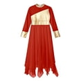 thumbnail image 5 of DPOIS Girls Full Length Praise Dance Dress Liturgical Robe Lyrical Dancewear Red 14, 5 of 7