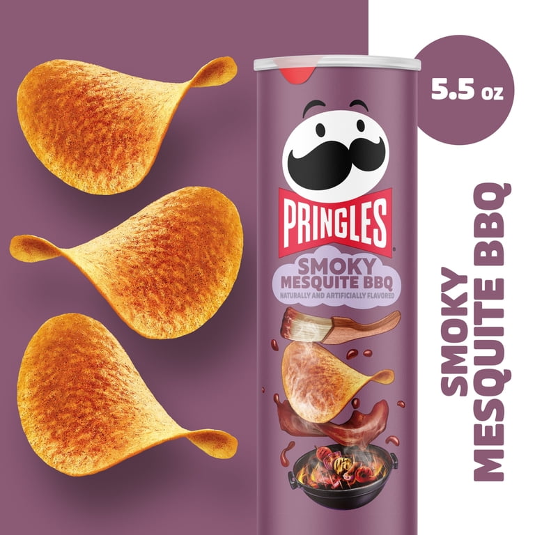 Pringles Smoky Mesquite BBQ Potato Crisps Chips, Lunch Snacks, 5.5 oz  Canister
