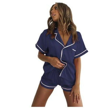 

2021 European And American New Imitation Silk Pajamas Home Wear Short Sleeve Shorts Two-Piece Suit