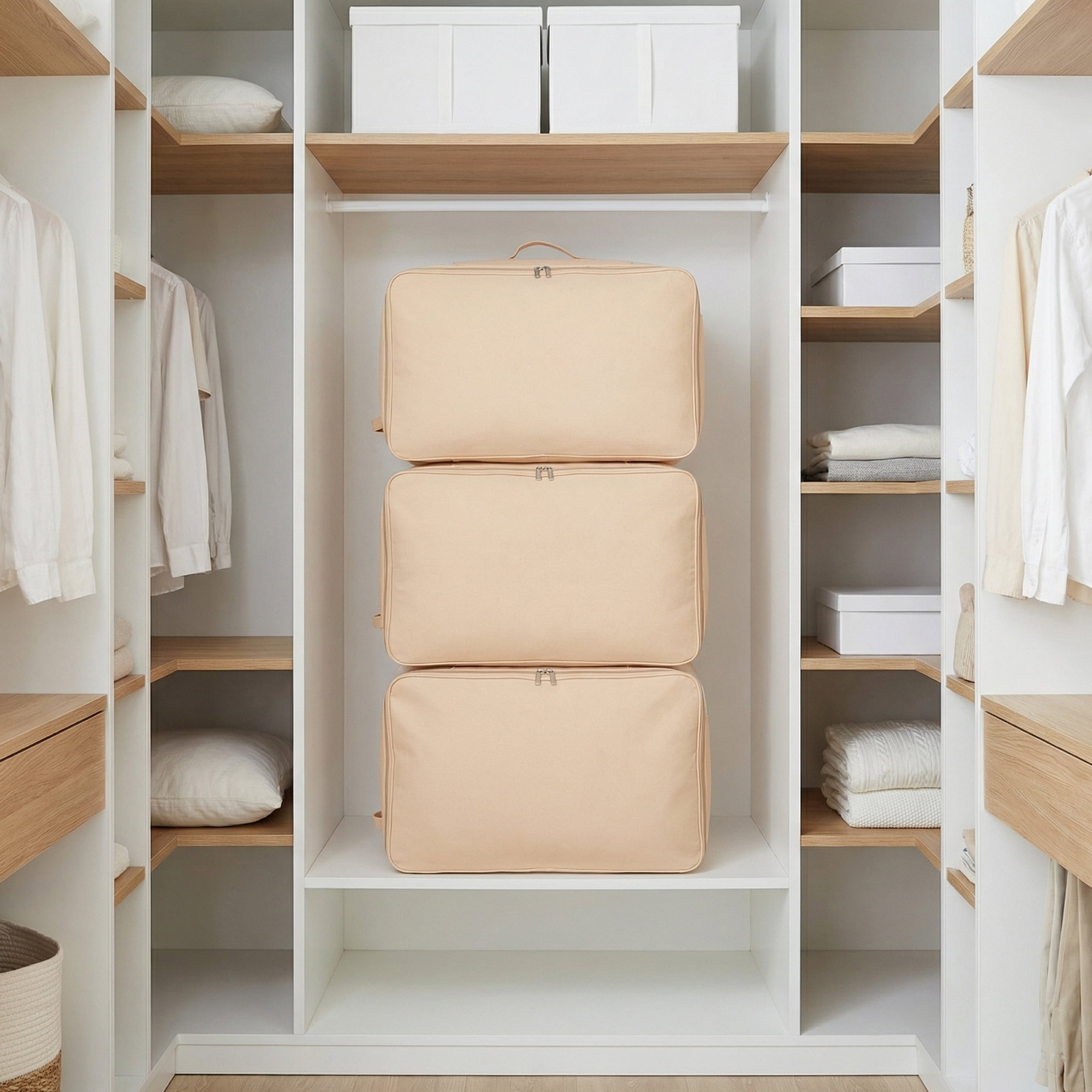 Unique Bargains Foldable Clothing Storage Bag for Comforters Light Pink 21.3"x12.6"x7.9"