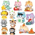 thumbnail image 2 of Bloques de construcción en miniatura de gatos kawaii, modelo 3D Neko, animal rinoceronte, cabra, minibloques de fruta, limón, aguacate, figuras de juguete para regalo de Navidad, 2 of 5