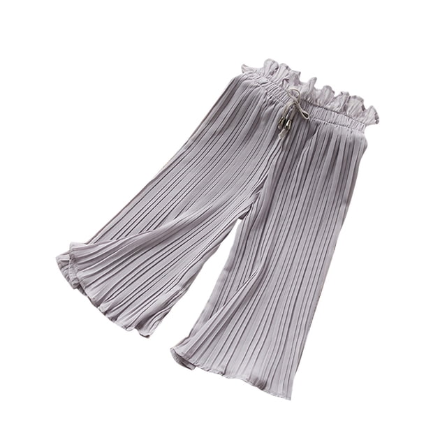 Odeerbi 4-14 Años Niñas Verano Ruffle Pantalones de Pierna Ancha Entrenamiento Pantalones Deportivos Pantalones Casuales de Encaje de Primavera