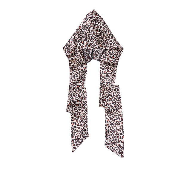 Raindrops Printed Bow Women Hood Braid Wrap Stretch Turban Hat Hair Scarf Chemo Wrap(Leopard)