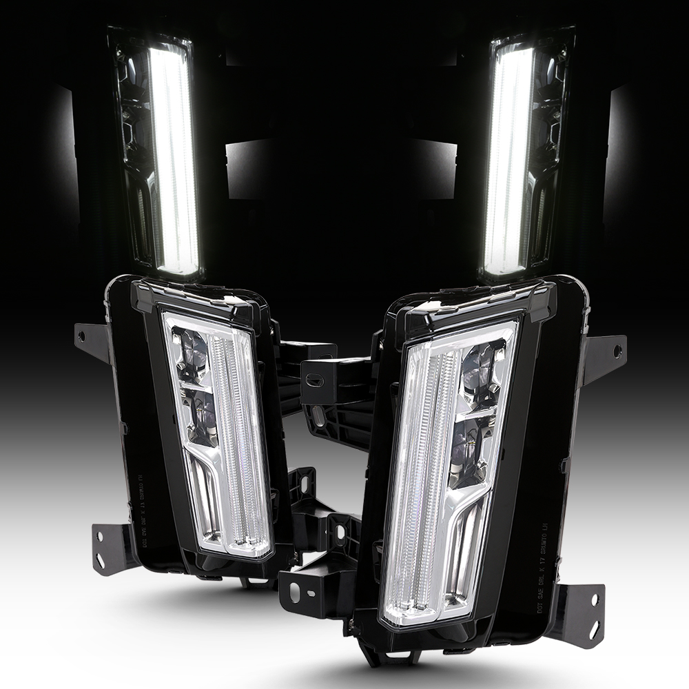 Fits 2017 18 2019 Cadillac XT5 Chrome Full LED DRL Tube Fog Lights