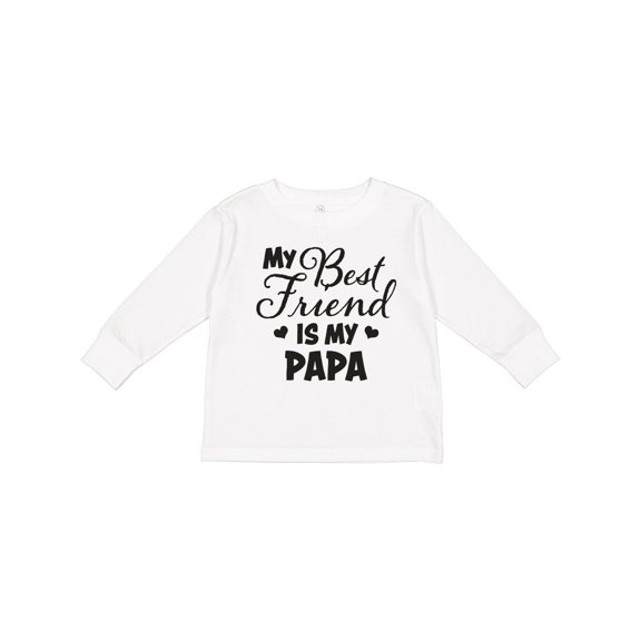 Inktastic My Best Friend is My Papa with Hearts Boys or Girls Long Sleeve Toddler T-Shirt