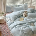 thumbnail image 3 of Blue Gingham Ruffle Duvet Cover Twin Size Comforter Cover Set Vintage Plaid Checkered Farmhouse Bedding Set 66"x89" 3 Pieces, 3 of 8