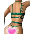 thumbnail image 3 of Sexy Pu Leather Strappy Underwire Garter Belt Lingerie Set, 3 of 6