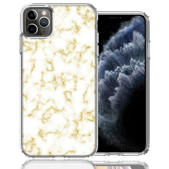 MUNDAZE For Apple iPhone 11 Pro Gold Marble Design Double Layer Phone Case Cover