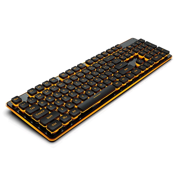 VONKY USB Wired Gaming Keyboard Orange Light Backlit Waterproof Silent Mechanical Keypad 104 Keys Luminous Keypads Entertainment