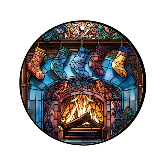 Btomtd 24" Christmas Theme Round Area Rug for Living Room, Holiday Decor Floor Mat for Bedroom Sofa Coffee Table Decor, Household Festive Doormat, A-M