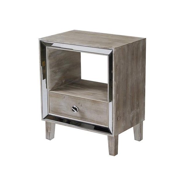 Bon Marche 1-Drawer Accent Cabinet with Mirror Accents - White Washed