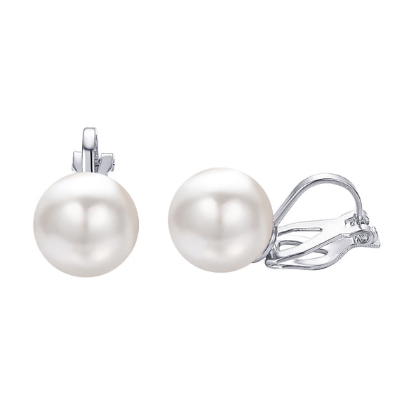 Airokiy Fake Pearl Clip on Earrings For Women Silver Non Pierced Platinum Plated Earrings Hypoallergenic Silver Clips Trendy Wedding Jewelry for Women