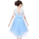 thumbnail image 2 of Vestido de Niña Azul Encaje Cuadros Perla Diseño Calado Tul Princesa Certamen Fiesta 6 Años, 2 of 8