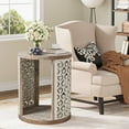 thumbnail image 6 of Farmhouse Round End Table, Distressed Wood Side Table, Bedside Table, 2-Tier Night Stand for Small Space, Living Room, Bedroom, Boho, Rustic, 6 of 7