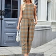 thumbnail image 6 of Kaemgyyd Summer 2 Piece Sets for Women Trendy Plaid Sleeveless Tank Top Baggy Harm Pants Fall Outfits Casual Vacation Clothing, 6 of 6