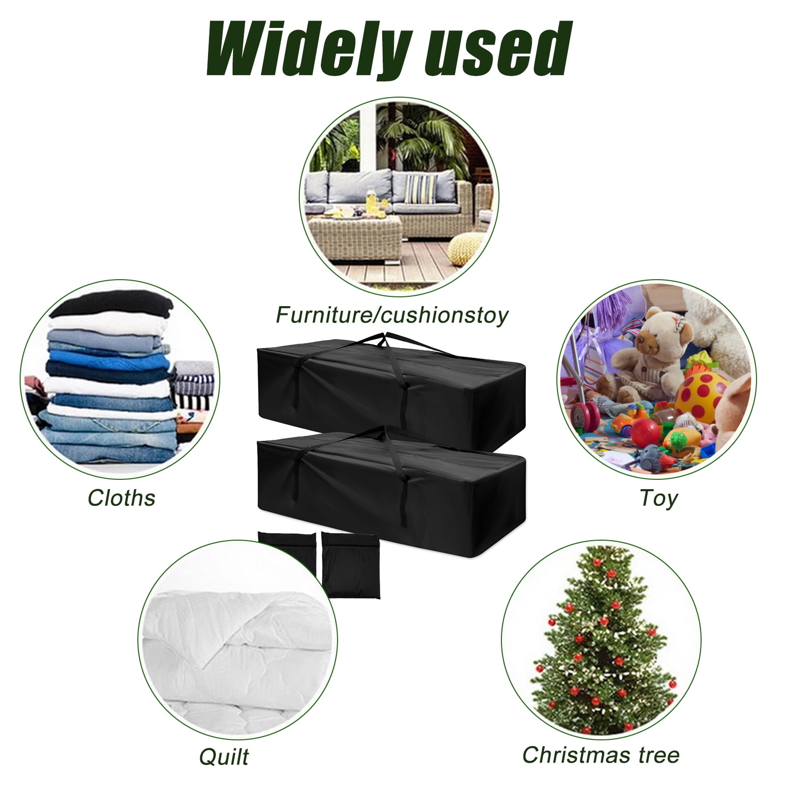 2Pcs 68in Garden Furniture Cushion Storage Bag Waterproof 210D Oxford Fabric Storage Bag Rip Proof Outdoor Furniture Storage Bags with Handle and Zipper Portable Furniture Storage Bag for Home Patio