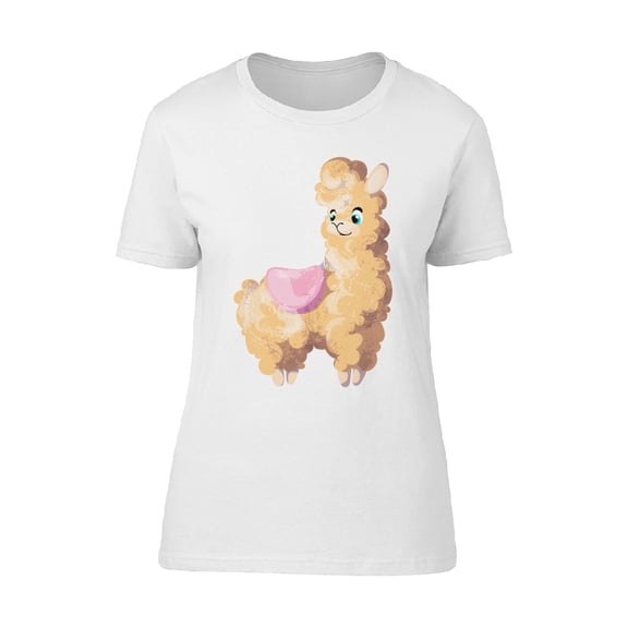 Cute Fluffy Llama, Furry Animal Tee Women's -Image by Shutterstock
