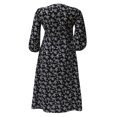 thumbnail image 3 of Women 3/4 Sleeve Maxi Dress Button-Down Floral Print V-Neck Dress, 3 of 5