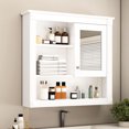 thumbnail image 3 of 32-Inch White Wall-Mounted Bathroom Cabinet | Ideal for Kitchen, Bedroom, Hallway Storage | Durable MDF and Clear Glass Reflection | Eliminate Clutter in Various Rooms, 3 of 6