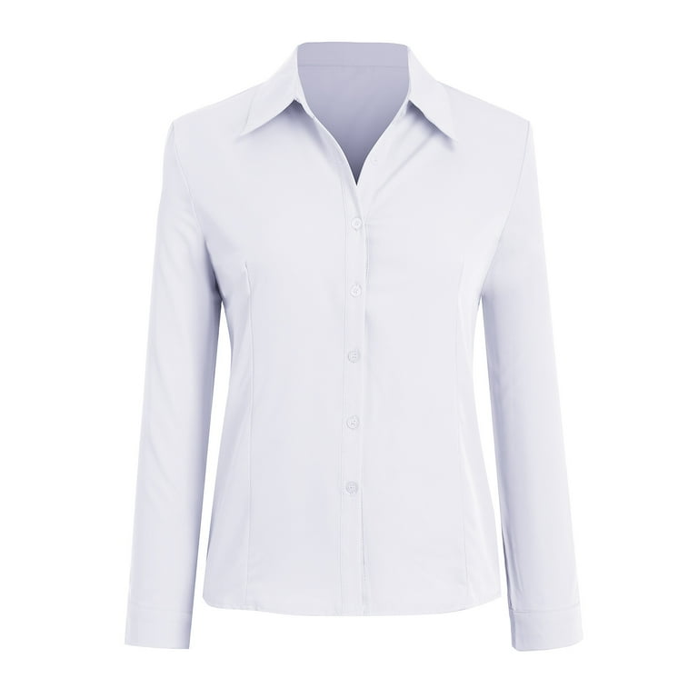 slim fit dress slacks Slim Fit Button Up Women's Tall Shirt in White 16 / Tall / White