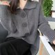 thumbnail image 3 of Cárdigan de manga larga Rimocy para mujer, moda Otoño Invierno 2023, suéter de un solo pecho, cárdigan holgado y elegante con cuello vuelto, 3 of 5