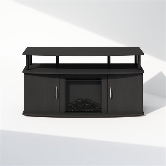 Pemberly Row No Heat Decorative Electric Fireplace TV Stand in Americano/Black